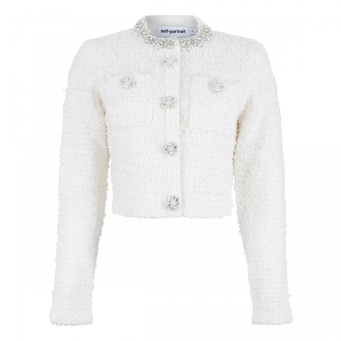 le noir cortina Cream textured knit cardigan