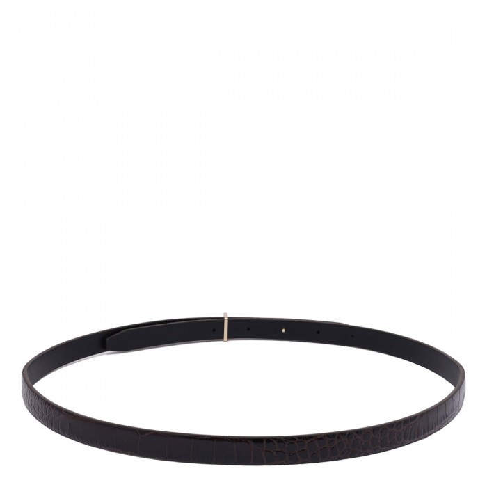 Le Noir Cortina Croc Embossed Leather Slim Belt