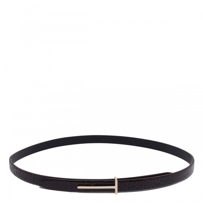 le noir cortina Croc embossed leather slim belt