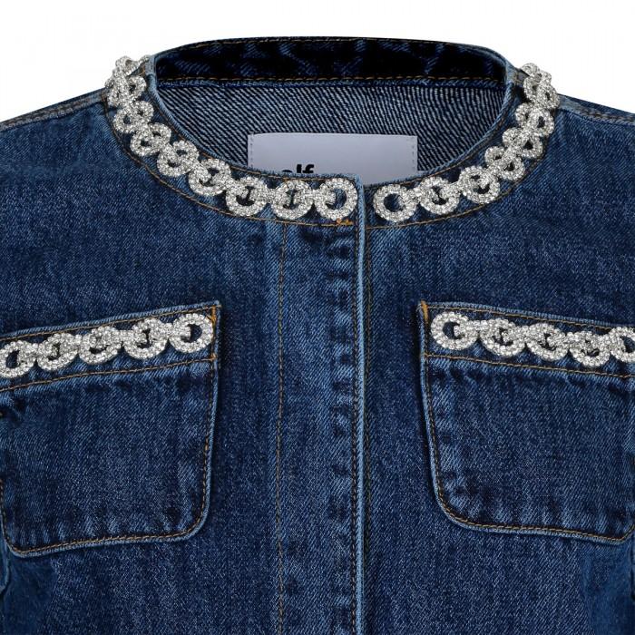 Le Noir Cortina Crystal Trim Denim Jacket