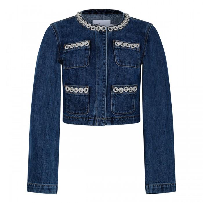 le noir cortina Crystal trim denim jacket