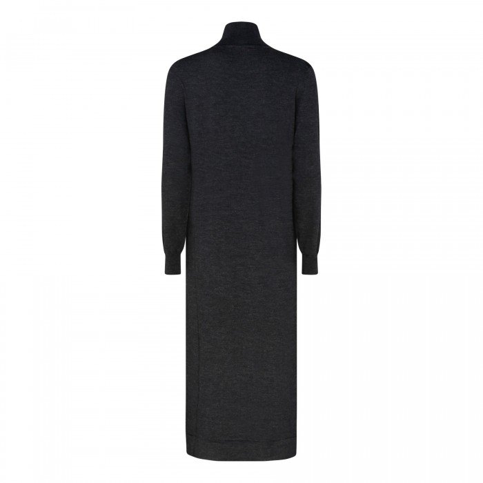 Le Noir Cortina Dark Gray Knit Wool Blend Dress