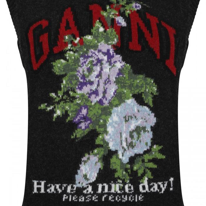 Le Noir Cortina Dark Gray Rose Wool Vest