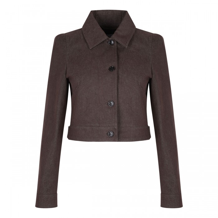 le noir cortina Denim-effect cropped jacket