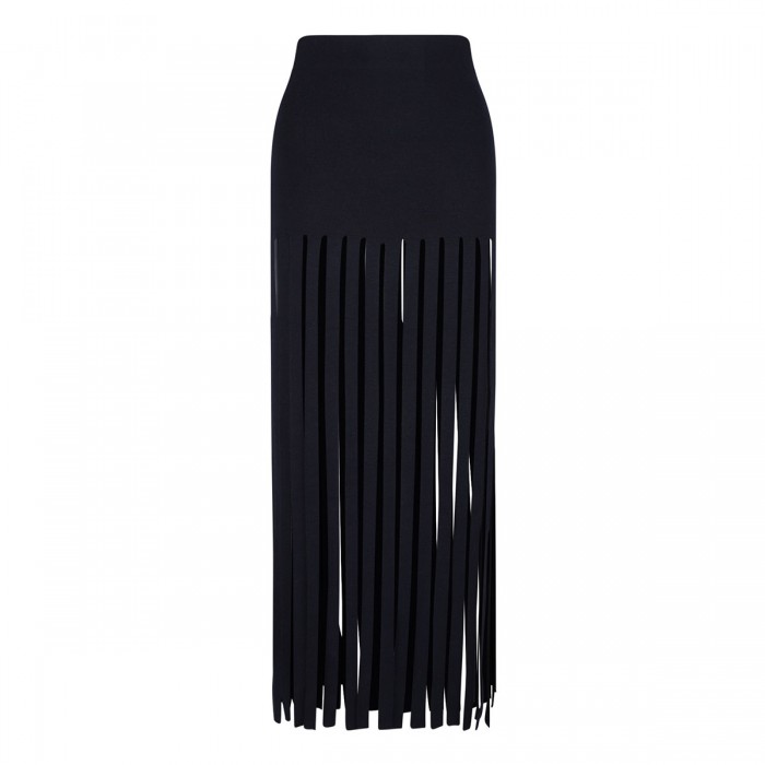 le noir cortina Eclectic fringes skirt