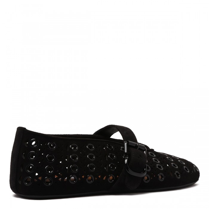 Le Noir Cortina Eyelets Suede Ballerinas