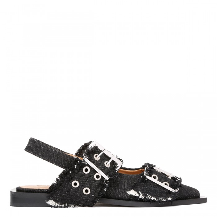 le noir cortina Feminine Buckle ballerinas