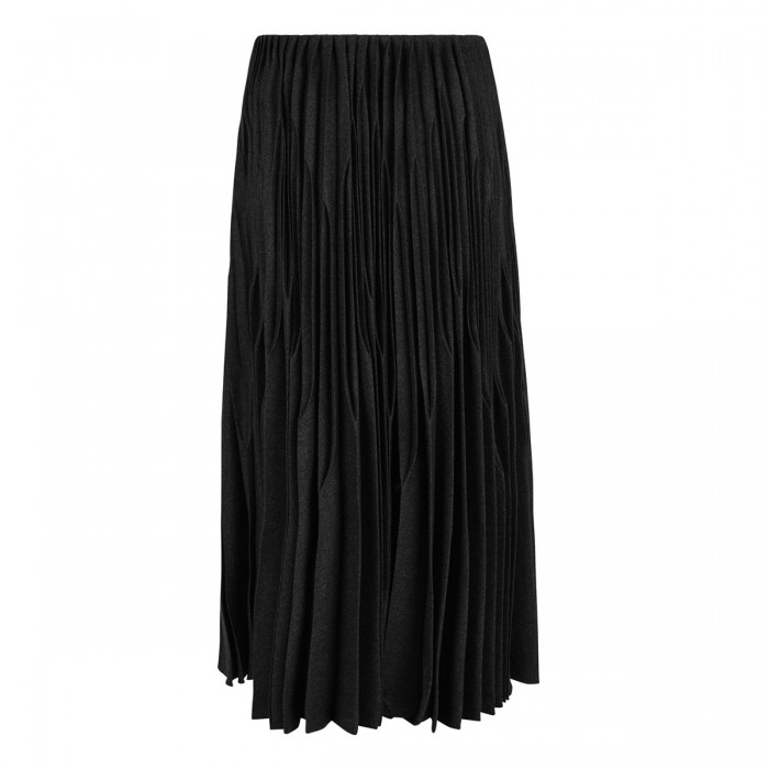 Le Noir Cortina Flannel Wool Pleated Skirt