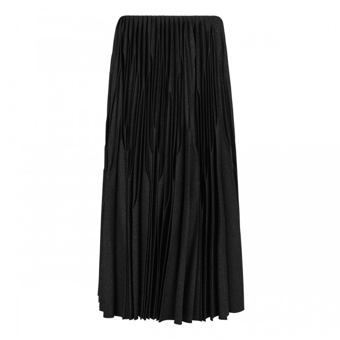 le noir cortina Flannel wool pleated skirt