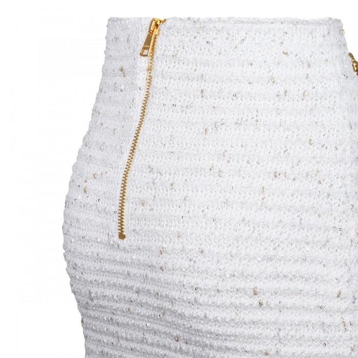 Le Noir Cortina Fringed Lurex Tweed Skirt