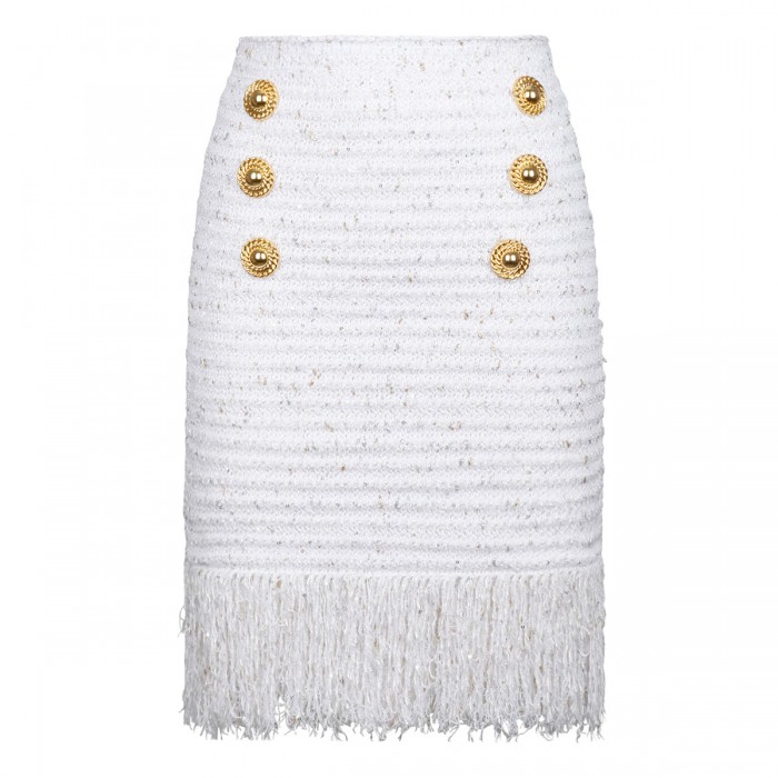 le noir cortina Fringed lurex tweed skirt