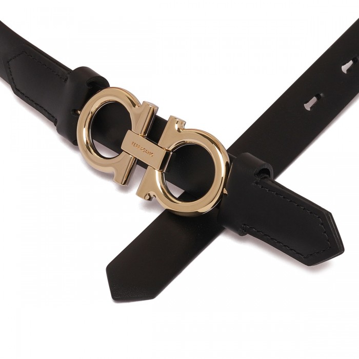 Le Noir Cortina Gancini Leather Reversible Belt