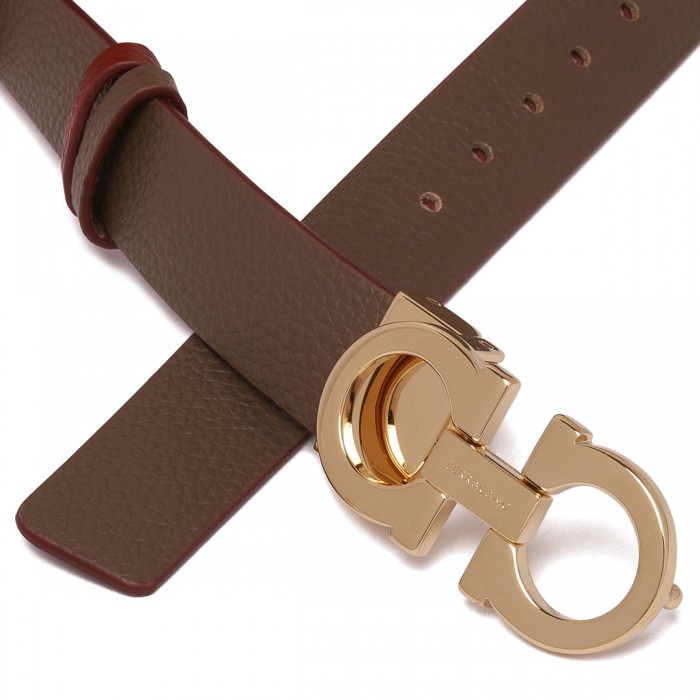 Le Noir Cortina Gancini Leather Reversible Belt