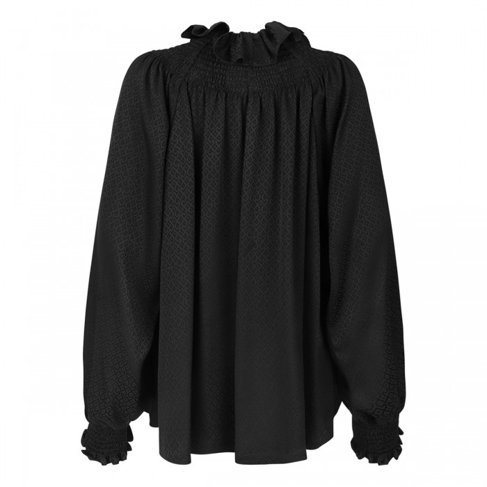 Le Noir Cortina Geometric Motif Silk Blouse