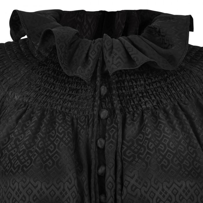 Le Noir Cortina Geometric Motif Silk Blouse