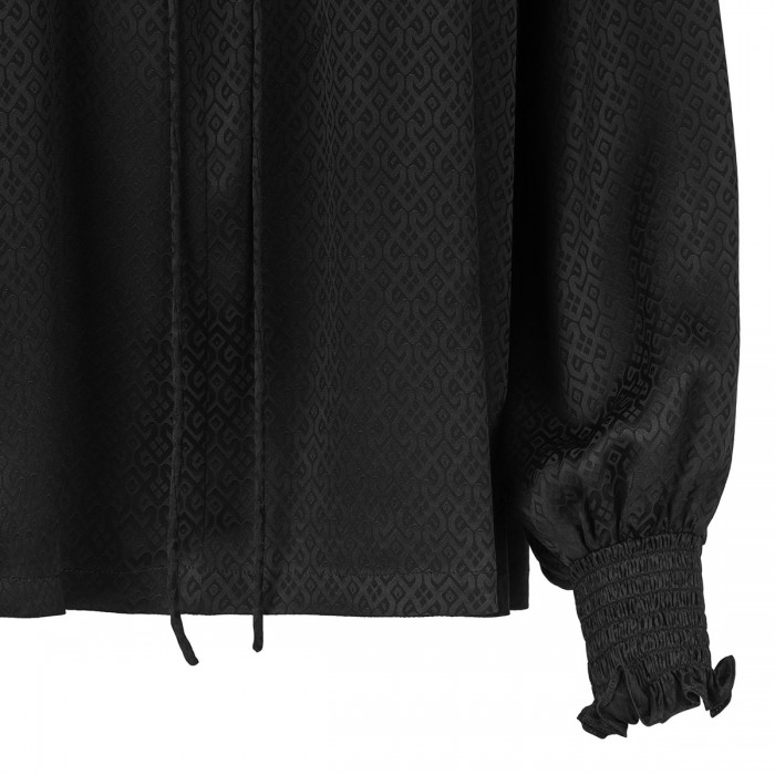 Le Noir Cortina Geometric Motif Silk Blouse