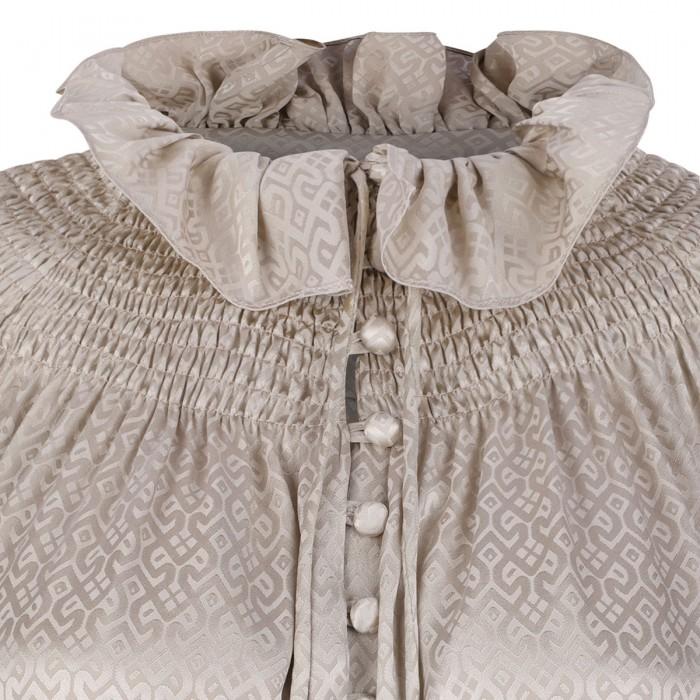 Le Noir Cortina Geometric Motif Silk Blouse