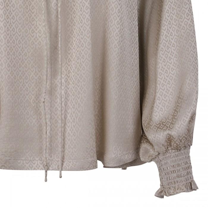 Le Noir Cortina Geometric Motif Silk Blouse