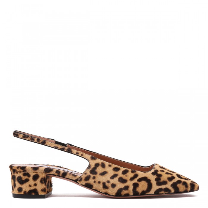 le noir cortina Ginza 35 leopard slingback pumps