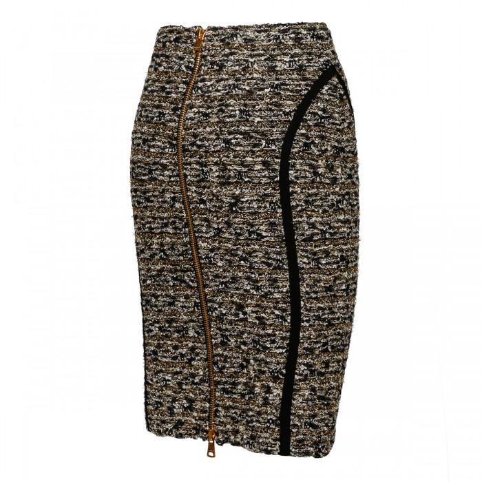 Le Noir Cortina Gold Lurex Tweed Skirt