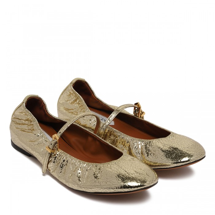 Le Noir Cortina Gold-tone Mary Jane Ballerinas