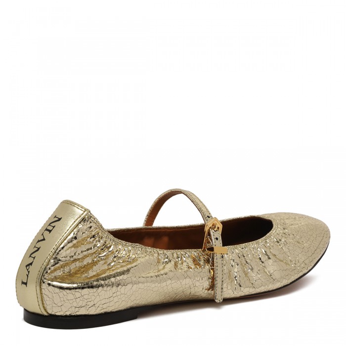 Le Noir Cortina Gold-tone Mary Jane Ballerinas