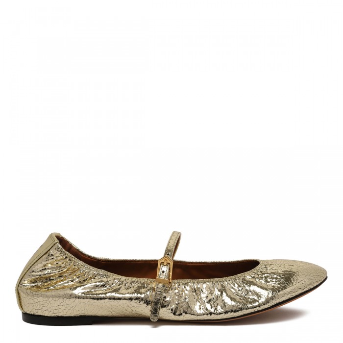 le noir cortina Gold-tone Mary Jane ballerinas