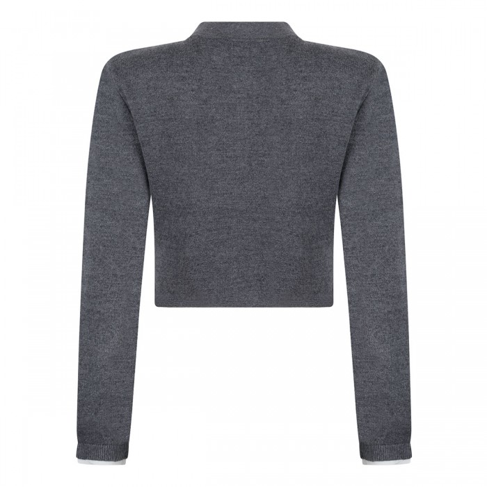 Le Noir Cortina Gray Crochet Flower Cardigan