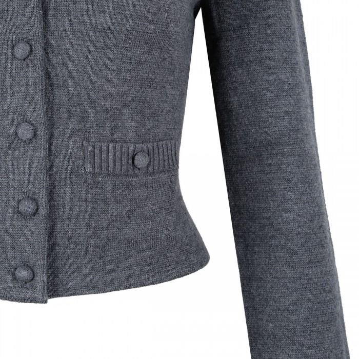 Le Noir Cortina Gray Crochet Flower Cardigan