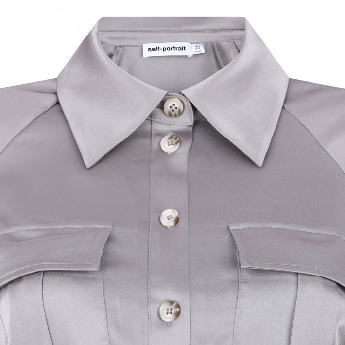 Le Noir Cortina Gray Satin Pleated Maxi Dress