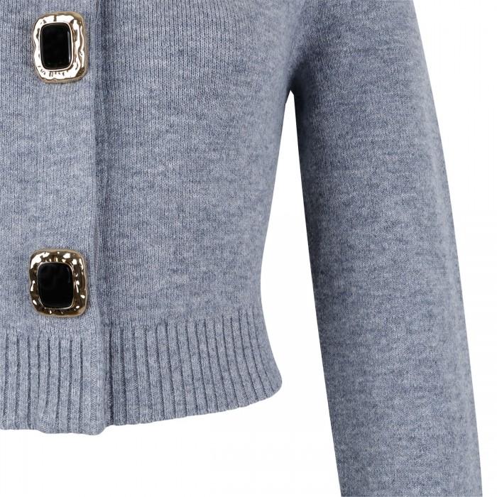 Le Noir Cortina Gray Wool Cardigan