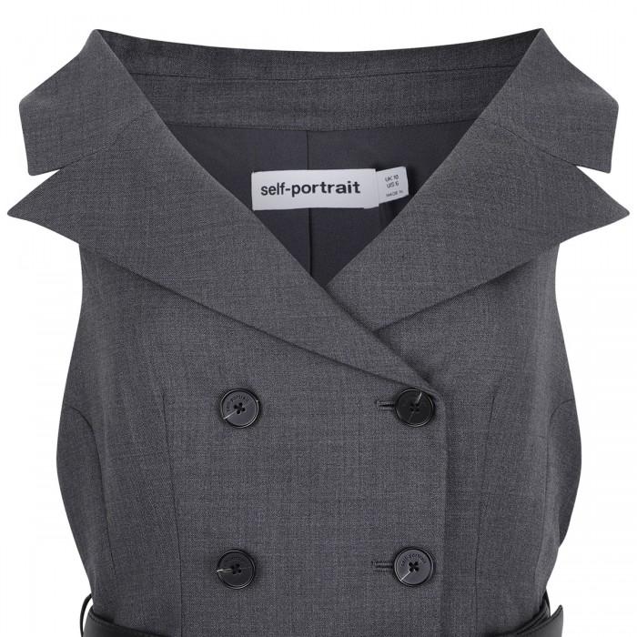 Le Noir Cortina Gray Wool Tailored Midi Dress