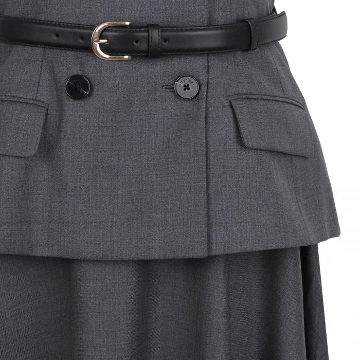 Le Noir Cortina Gray Wool Tailored Midi Dress