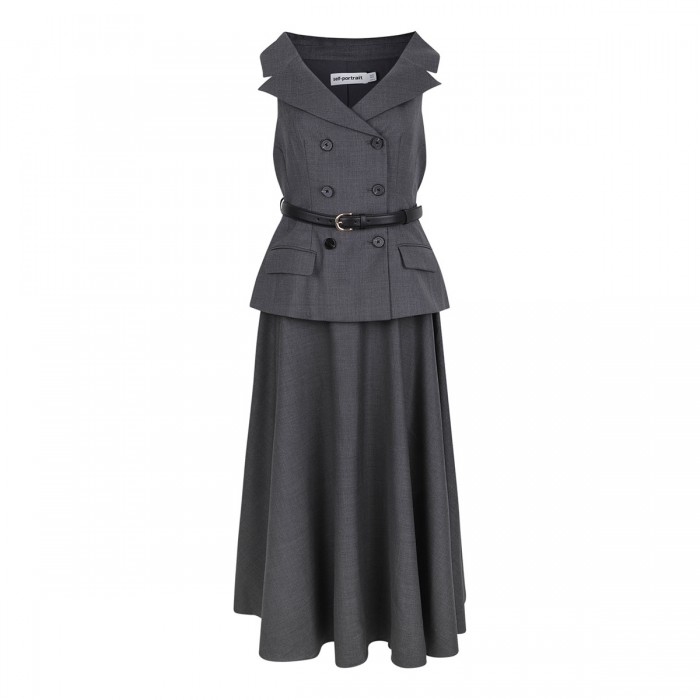 le noir cortina Gray wool tailored midi dress