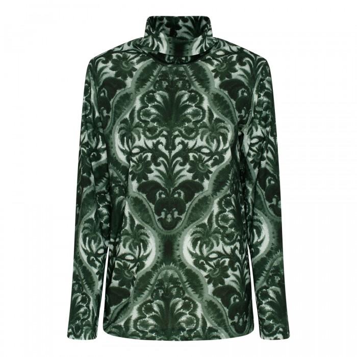 le noir cortina Green abstract print jersey top