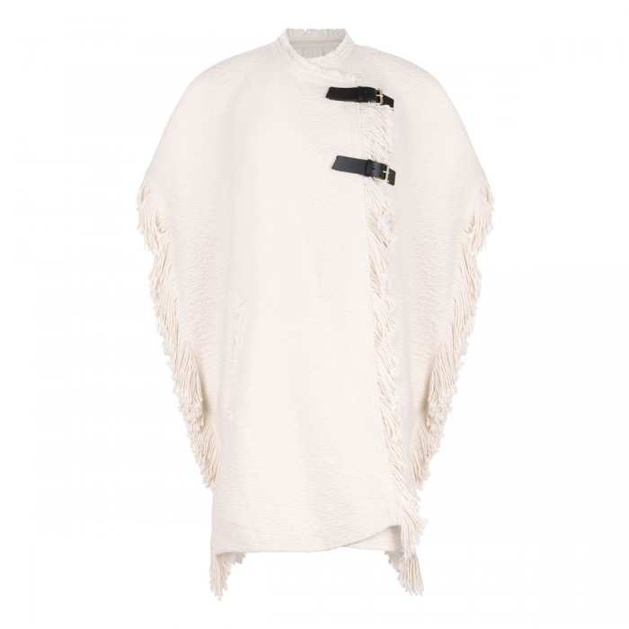 le noir cortina Greya fringed cape coat