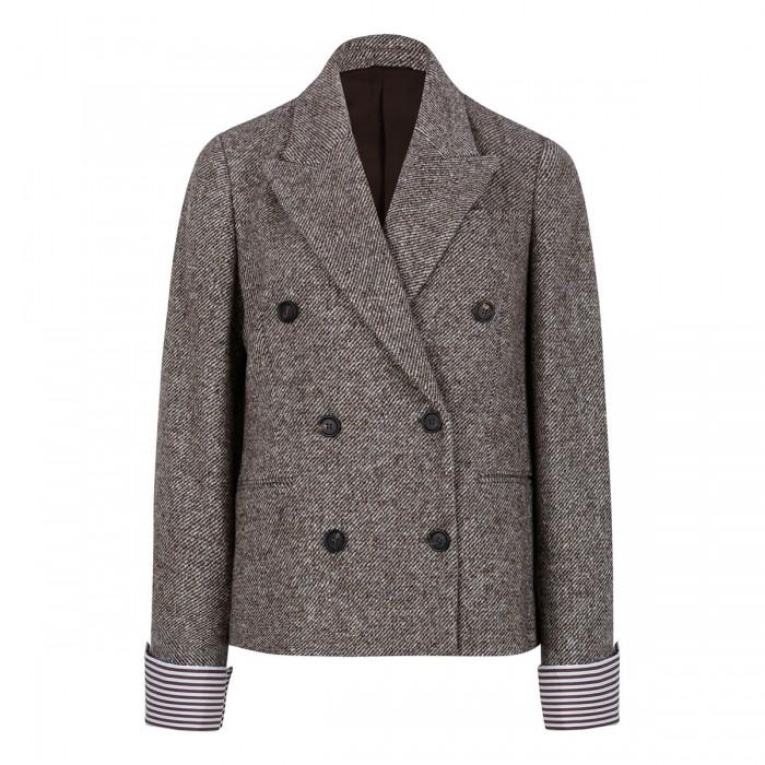 le noir cortina Herringbone double breasted blazer