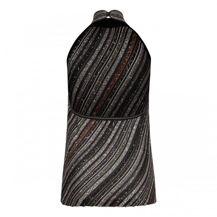 Le Noir Cortina Herringbone Halter-neck Top