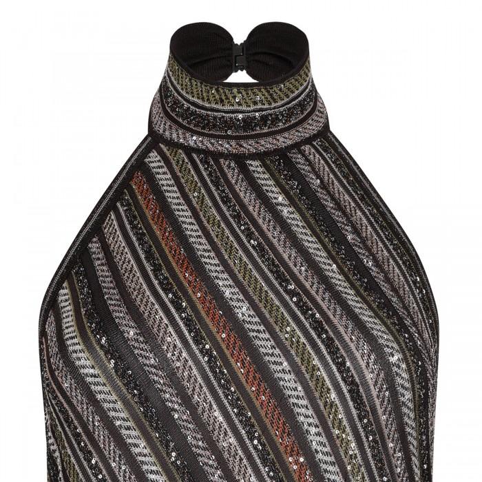 Le Noir Cortina Herringbone Halter-neck Top