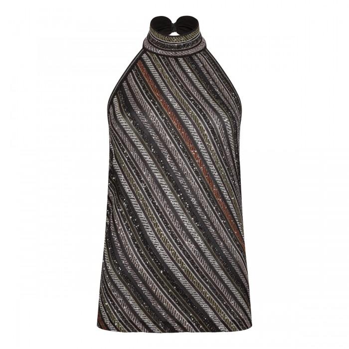 le noir cortina Herringbone halter-neck top