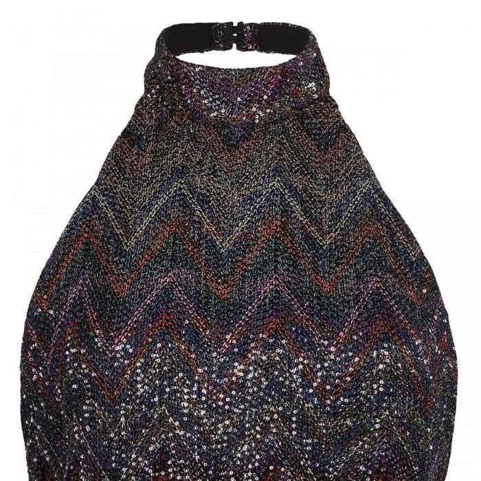 Le Noir Cortina Herringbone Stripe Knit Dress