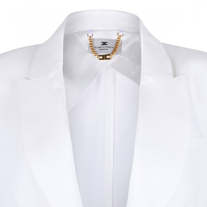 Le Noir Cortina Ivory Linen-blend Gabardine Blazer