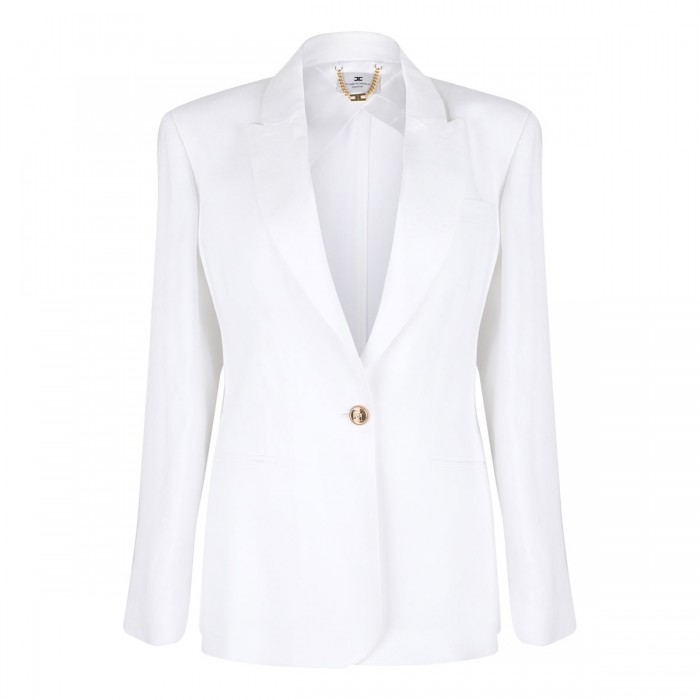 le noir cortina Ivory linen-blend gabardine blazer