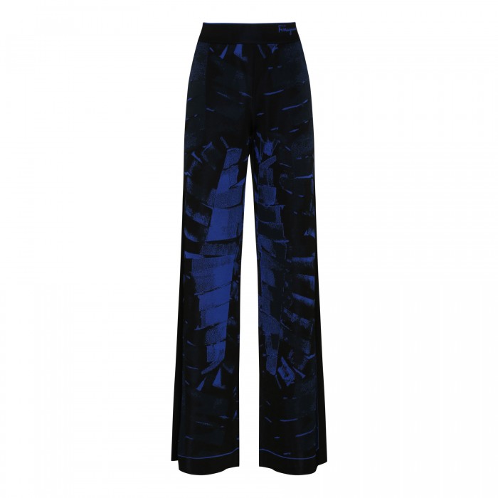 le noir cortina Jacquard palme pants