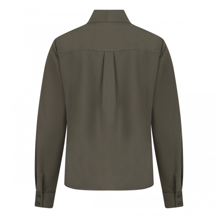 Le Noir Cortina Khaki Twill Pussy Bow Blouse