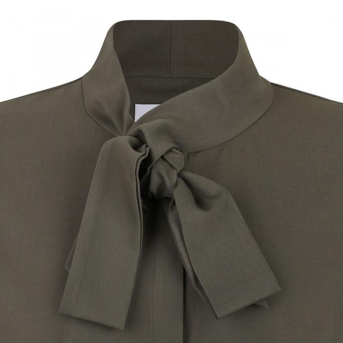 Le Noir Cortina Khaki Twill Pussy Bow Blouse