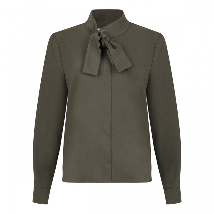 le noir cortina Khaki twill pussy bow blouse