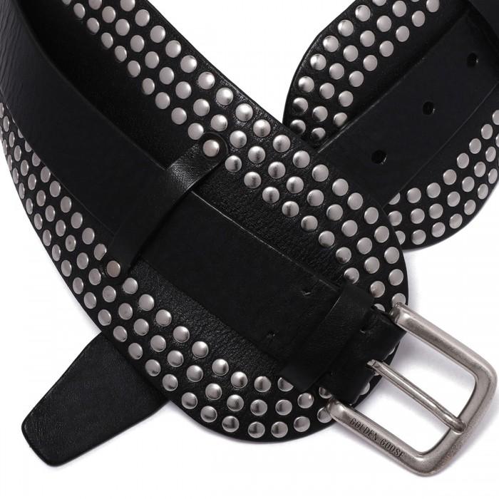 Le Noir Cortina Leather Belt With Micro Studs