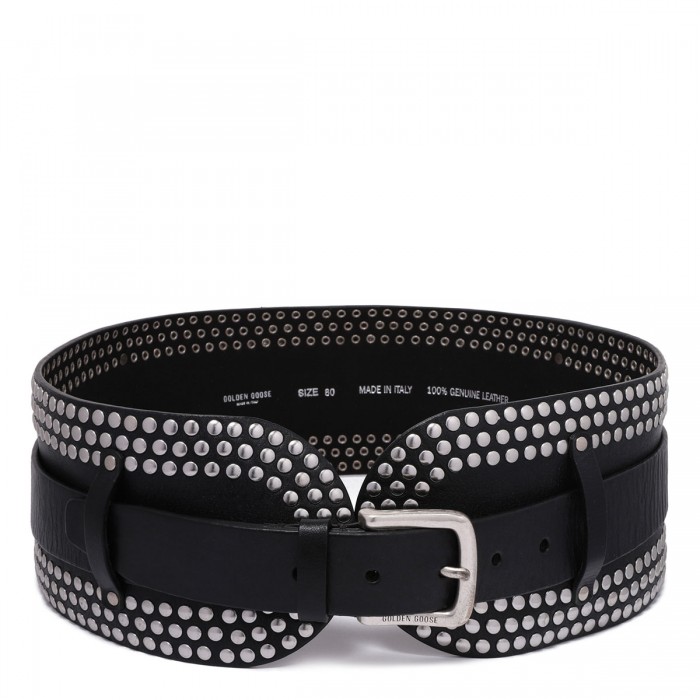 le noir cortina Leather belt with micro studs