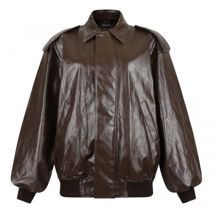 le noir cortina Leather effect bomber jacket